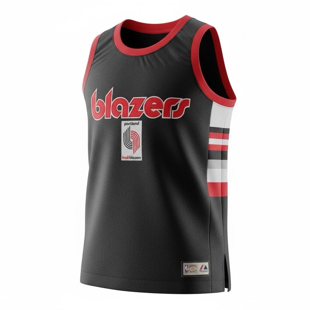 Vintage Portland Trailblazers Hardwood Classics Majestic Size L Old Logo 1970's